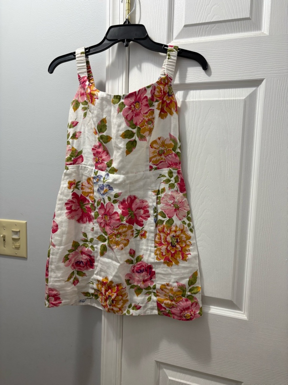 Reformation Sawyer Linen Dress Floral Smocked Size 4